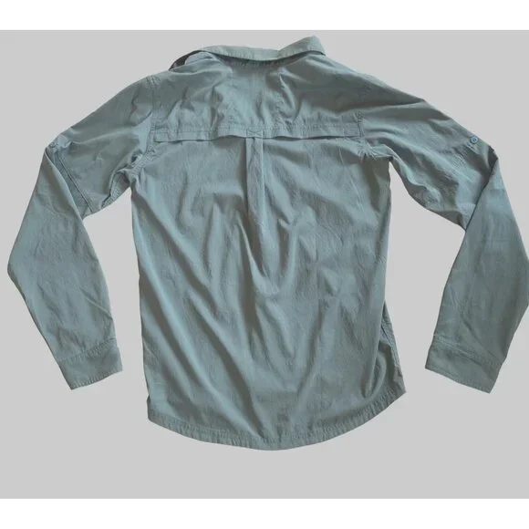 REI Green Shirt Boys XL (18) Button Down Roll Tab Sleeve Vented Boy Scout - Picture 6 of 10